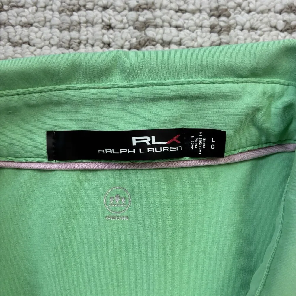 RLX Ralph Lauren Sea Island Polo Shirt Mens Large Green Golf Moisture Wicking